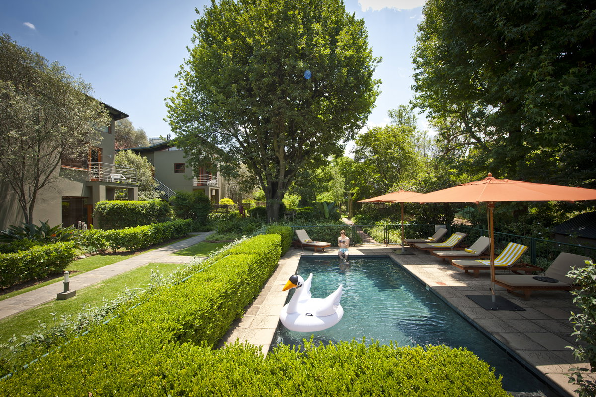 Jardin et piscine du Peech Hotel &agrave; Johannesburg